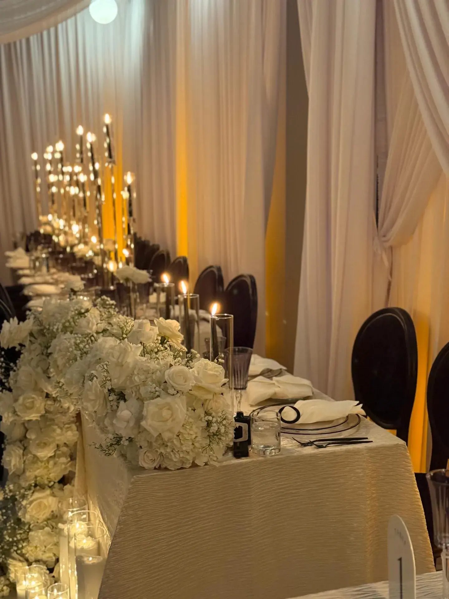 Sweetheart Table · White Floral Runner — 620 Loft & Garden · New York City, by Let's Bloom Florist
