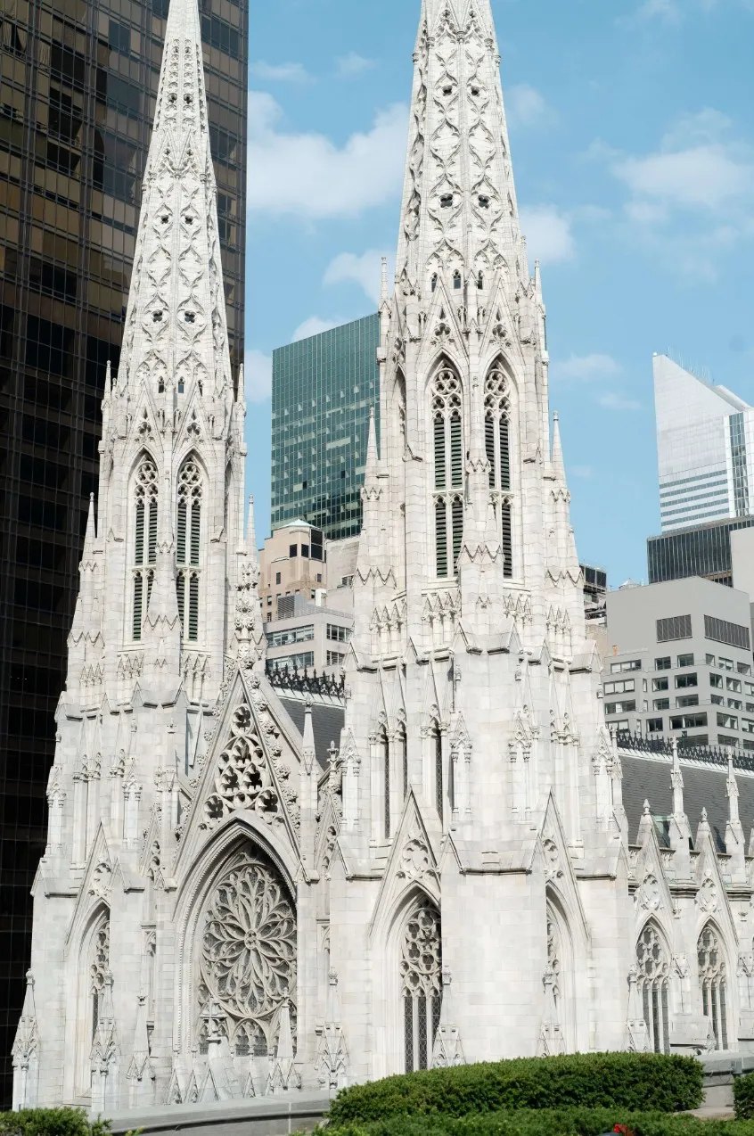 Ceremony at St. Patrick's Cathedral, New York City, for a wedding designed by Let's Bloom Florist