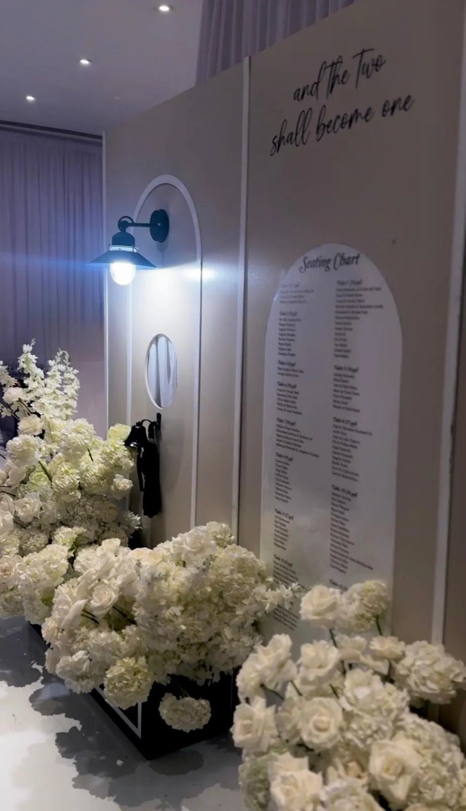 Entrance · Seating Chart & White Floral Display — 620 Loft & Garden · New York City, by Let's Bloom Florist
