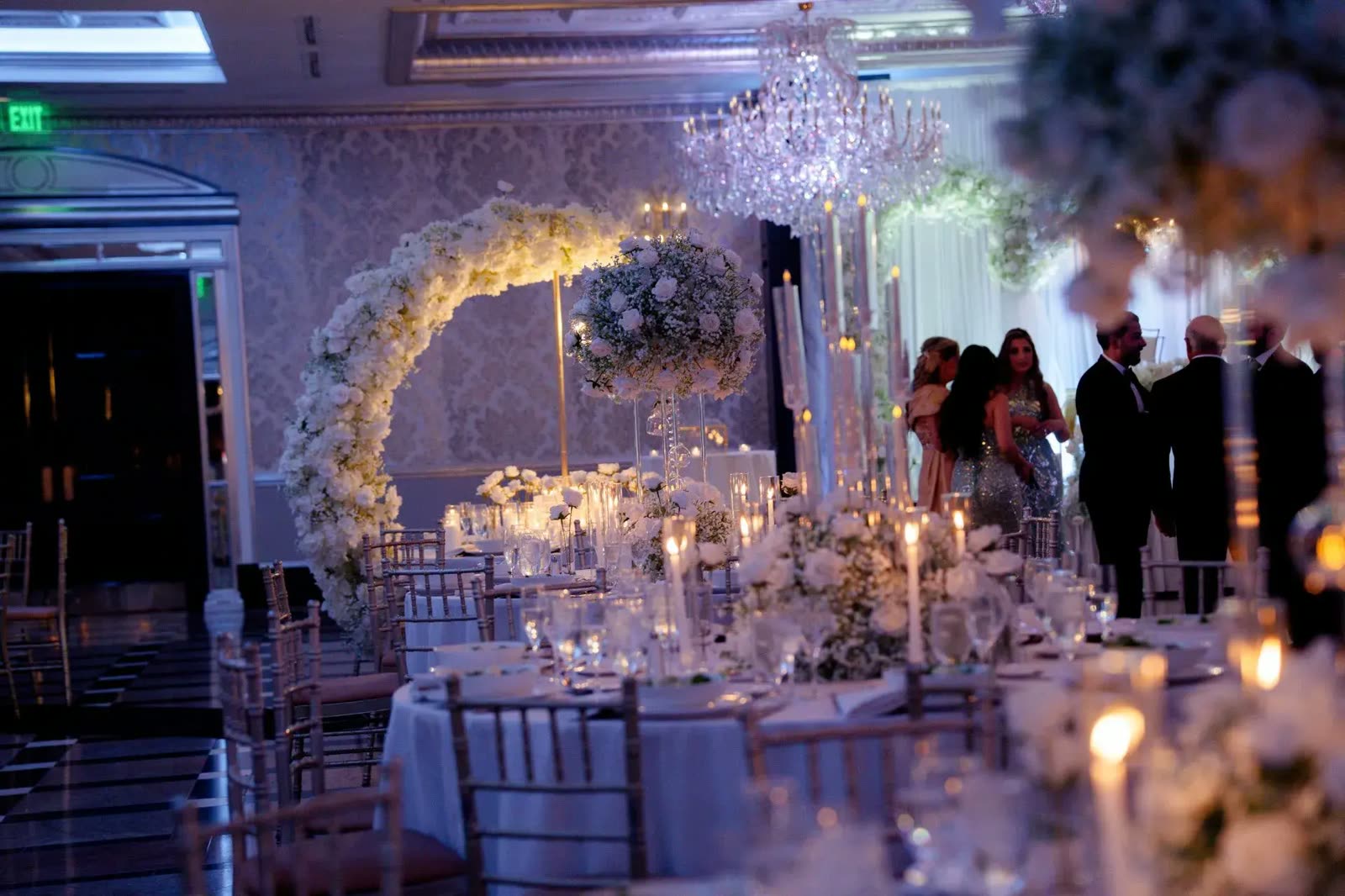 Evening Reception · Candlelight — The Venetian · Garfield, NJ, by Let's Bloom Florist